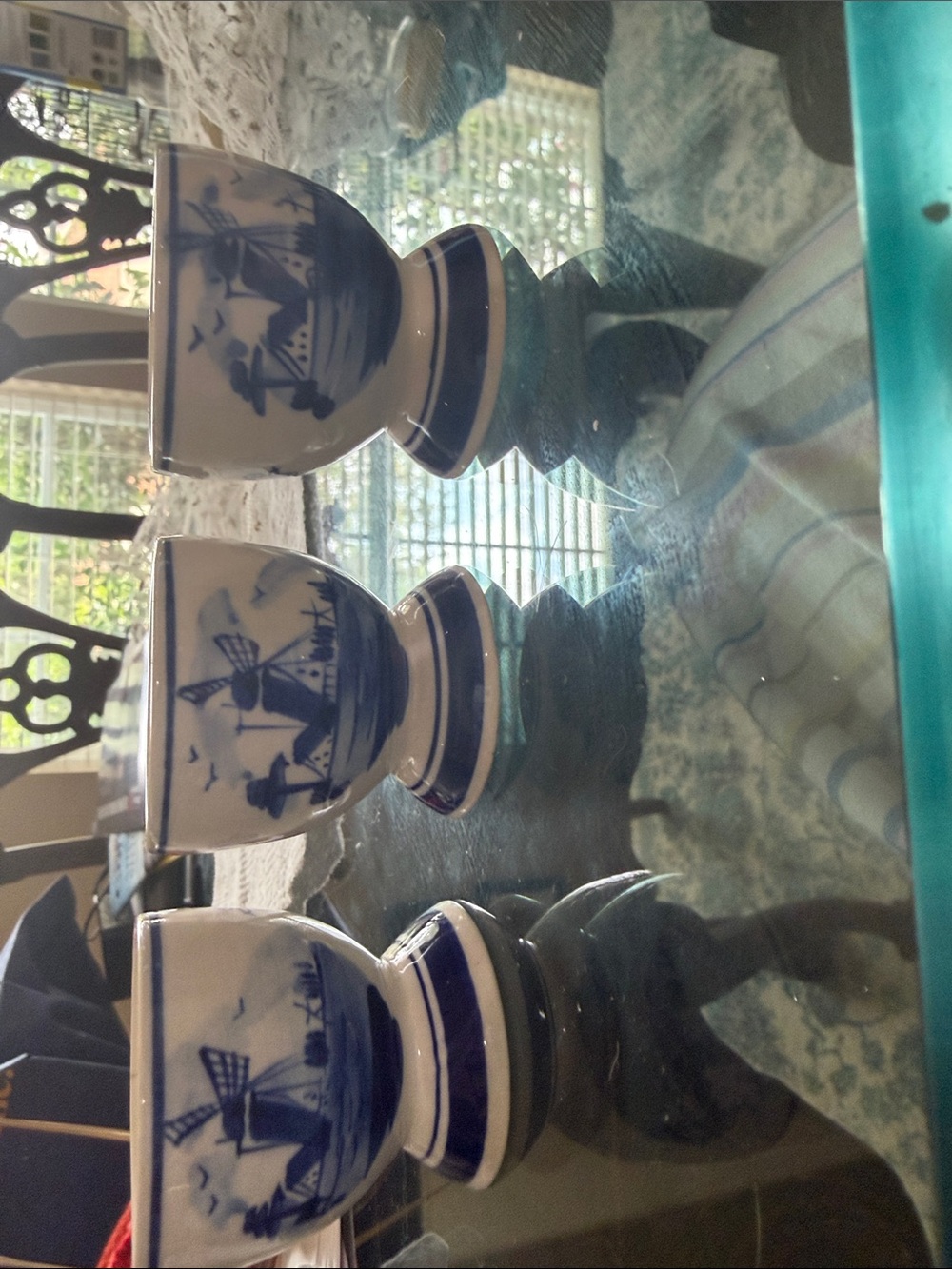 Blue and White Porcelain Egg Cup Set - Classic Delft-Inspired Vases